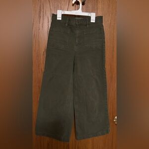 Cropped Wide-Leg Olive Green Pants, Size 0